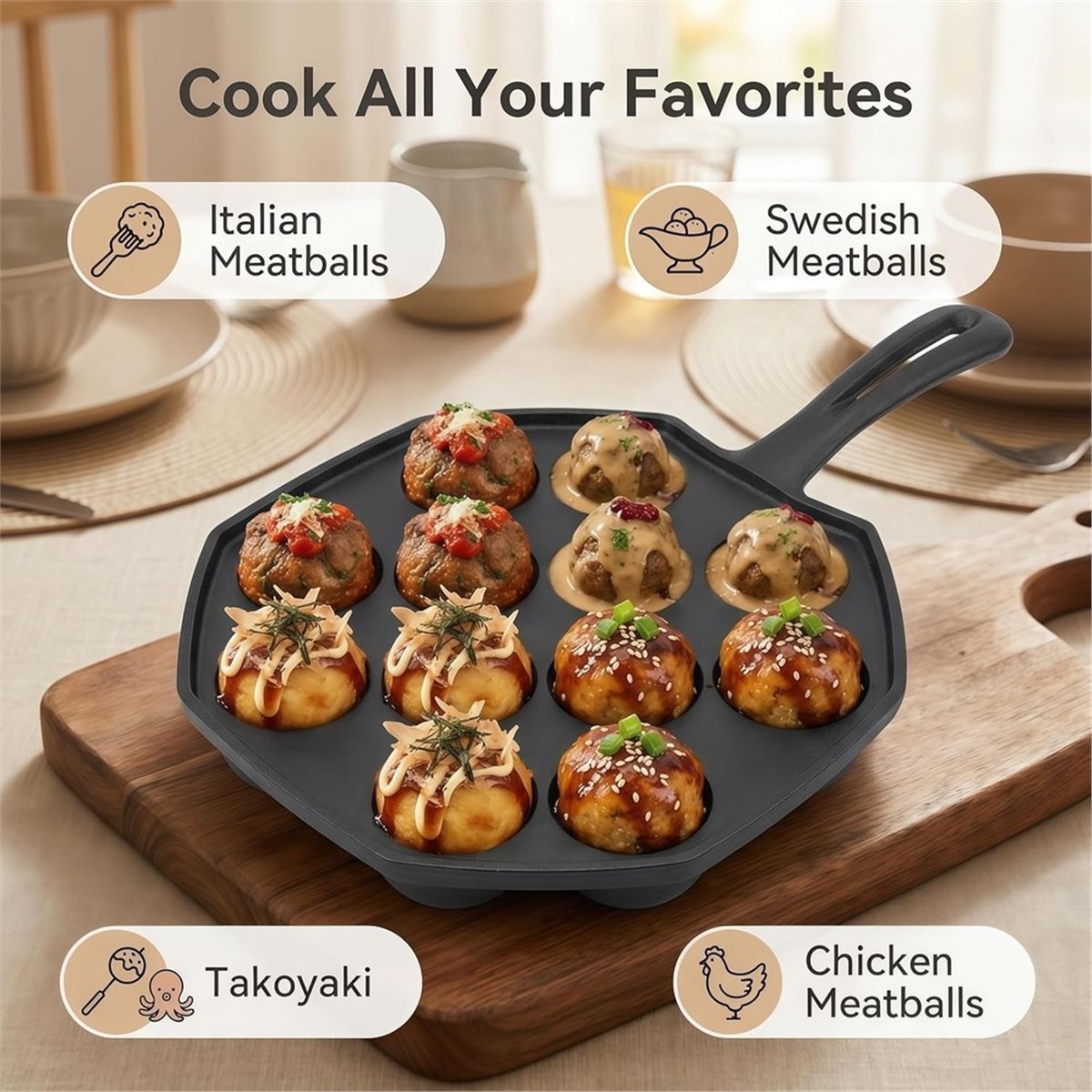 Takoyaki Pan Cast - Padella in Ghisa per Takoyaki a