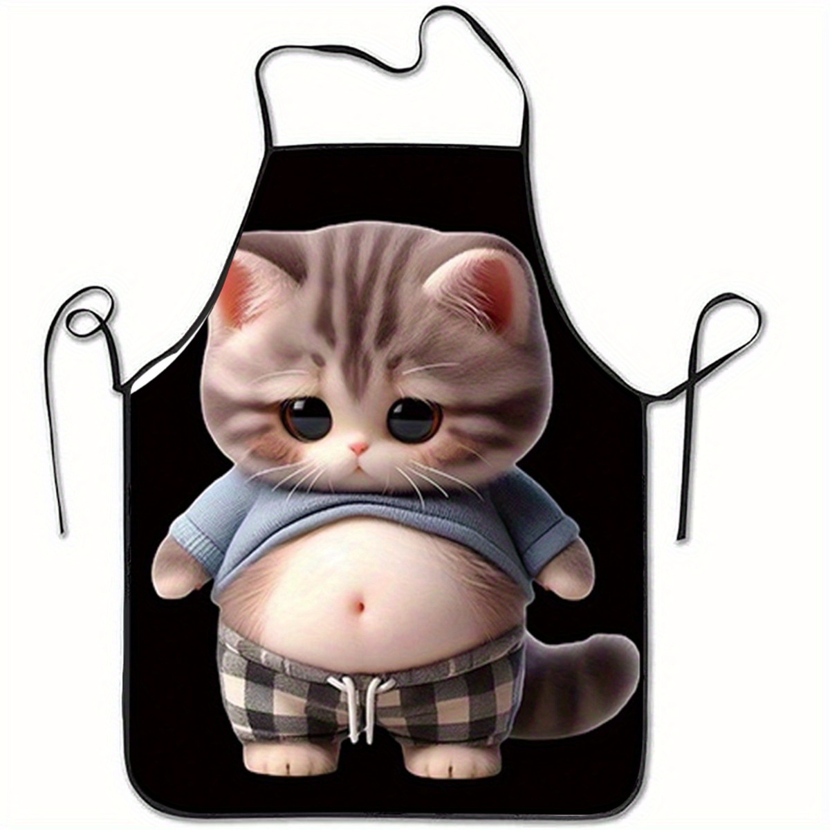 Home Cooking For Cats - Grembiule con Stampa di Gatto Cartoonesco,