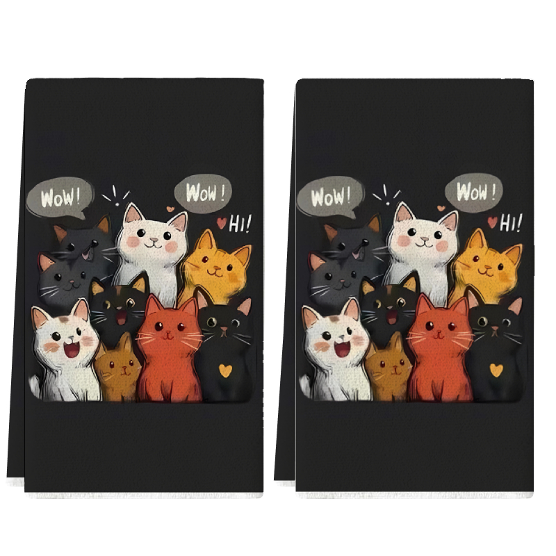 Home Cooking For Cats - 2 pezzi, set di asciugamani da