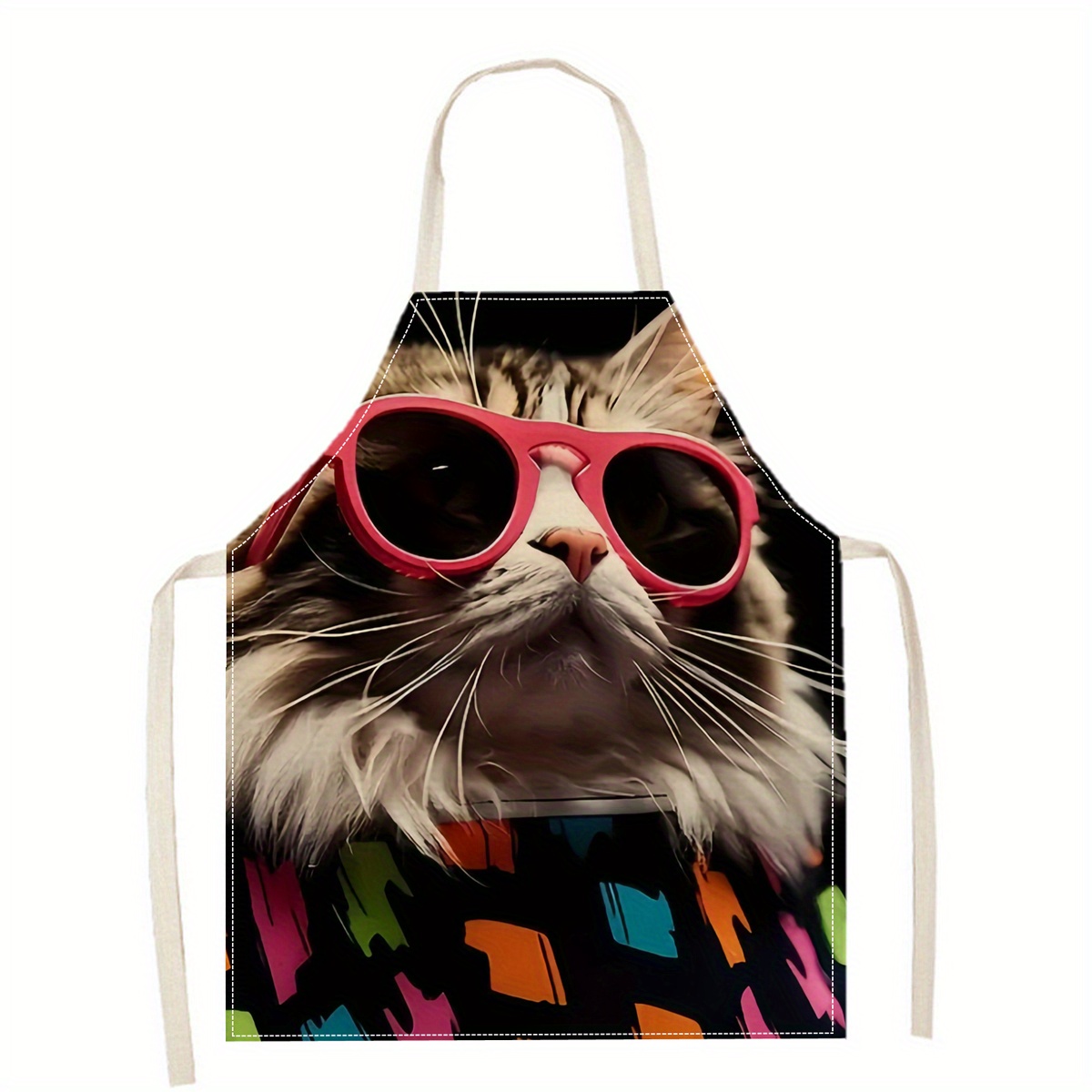 Home Cooking For Cats - Grembiule in Lino con Stampa Divertente